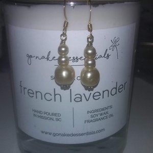 VINTAGE🌸TRIO IVORY PEARL GOLD DANGLE EARRINGS - REPURPOSED